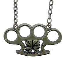 Rock Rebel Necklace Shamrock Leaf Tag St. Patrick Day Costume New Style Silver