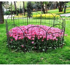 10Pcs Metal Garden Fence Panels 61x33cm Animal Barrier Yard/Patio Border Decor