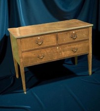 Antique Inlaid Mahogany Chest Drawers On Legs Wash Stand Base Brass Handles