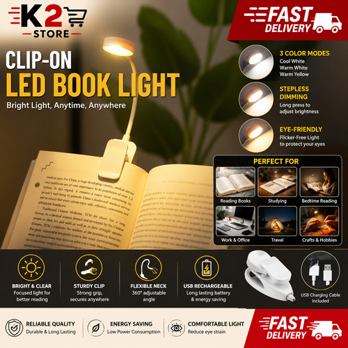 Rechargeable book light - book,
