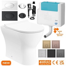 Back To Wall Toilet Rimless D Shape BTW Pan & Dual Flush Concealed Cistern Set