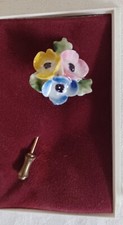 Vintage Cara Floral Bone China Flower Pin Brooch Made In Staffordshire England