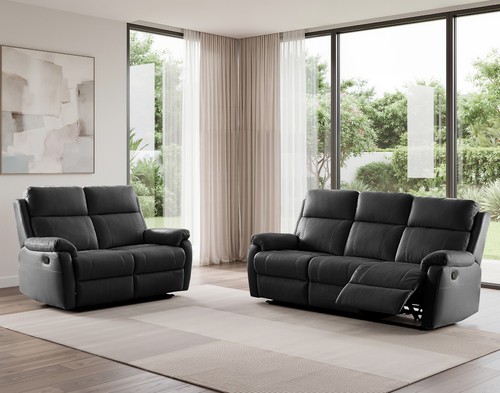 Black italian leather seater - black,
