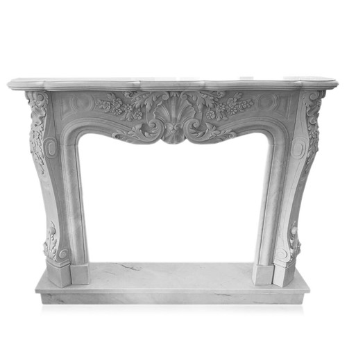 White marble fireplace - fireplace, carrara