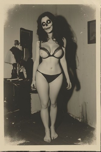 Vintage skeleton woman risque - vintage,