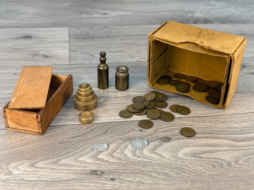 Antique brass gram weights set - antique,
