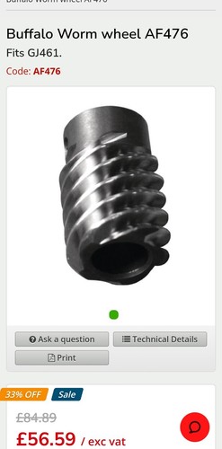 Replacement worm wheel - replacement,