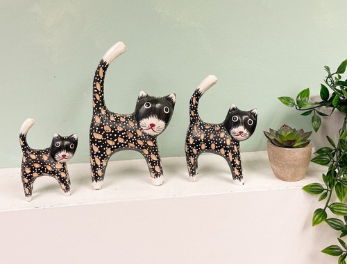 Wooden cat ornament - wooden,