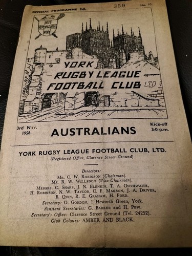 Vintage rugby league programme - vintage,
