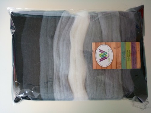 Grey set merino wool roving - merino,