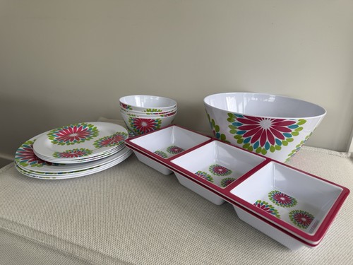 14pc melamine floral - 14pc,