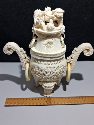 Vintage chinese faux ivory foo - faux,