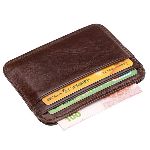 Unisex slim leather wallet - leather,