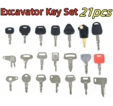 21 Excavator Plant Digger Keys Master Set BOBCAT KUBOTA HITACHI JCB KOMATSU CAT