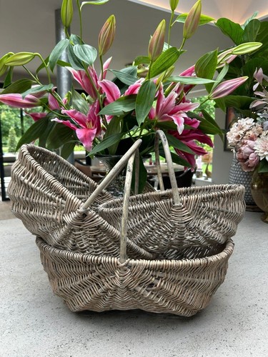 Grey wash trug wicker shopper - grey-wash,