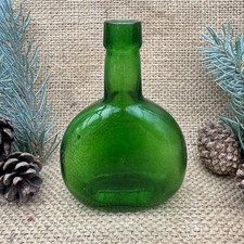Vintage Green Glass Bottle Bladder Shaped ZENO & CO