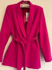 new with tags pink zara blazer size large excellent condition, with waist belt