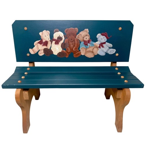 Wooden kids bench hand painted - bench,