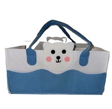 Baby Caddy Organiser Bear Bag, Blue Changing Nappy Storage Carrier