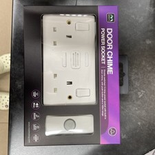 Wireless Door Bell Plug Socket Chime Power 2 Gang Twin Built In Receiver Push