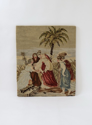Woolwork tapestry antique 1855 - woolwork,