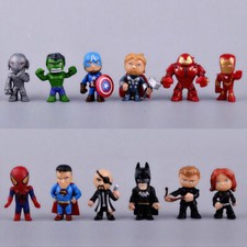 Marvel DC Hero Superman Batman Hulk Iron Man Figure Toys Cake Topper 3cm 12pcs