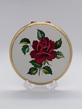 Stunning Vintage Stratton Powder Compact Red Rose Flower Excellent Condition 