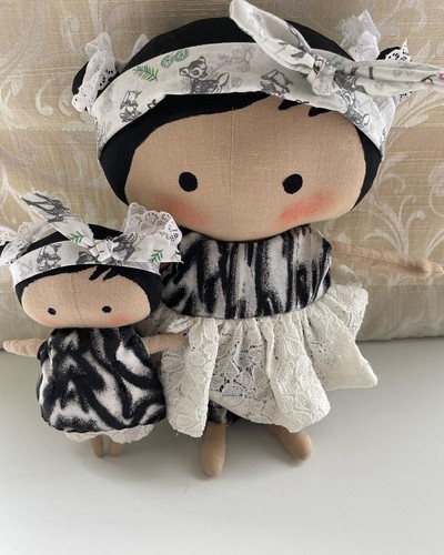 Tilda fabric doll and mini - doll,