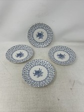 Set Of 4 Johnson Bros Rose Bouquet Plates 6" Blue White Floral VTG