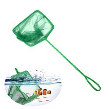 Mini Fish Tank Net Aquarium Wire Mesh Catch Net with Long Handle (Green)
