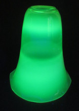 Antique Vaseline Glass Lamp Shade Opalescent Straw Uranium Blue Bell 5" Table