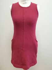 T873 WOMENS LAURA ASHLEY WOOL SLEEVELESS STRETCH BURGUNDY BODYCON DRESS UK M 10