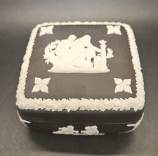 Wedgwood Jasperware Pottery  Black Square  Trinket Box