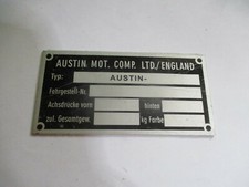 Nameplate id plate Austin mini