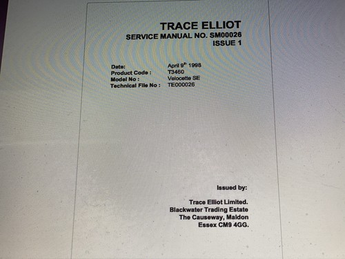 Trace elliot sm00026 - sm00026, manual