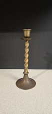 Tall Vintage Solid Brass Barley Twist Candlestick Candle Holder