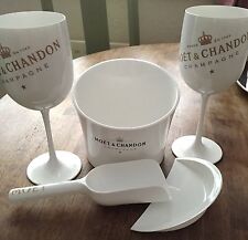 ICE IMPERIAL MOET CHANDON ICE CUBE HOLDER & SCOOP + 2 ICE IMPERIAL FLUTES NEW