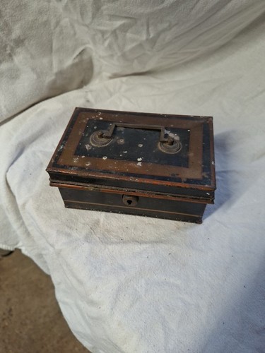 Vintage metal money box - money, deed