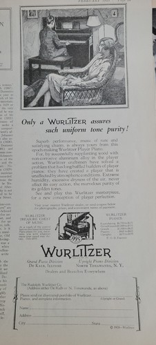 1928 wurlitzer piano assures - 1928,