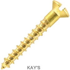 SOLID BRASS WOOD SCREWS RAISED SLOTTED COUNTERSUNK HEAD 4g 6g 8g x ALL LENGTHS