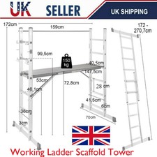 Platform Ladder Work Platform Scaffold Ladder Aluminium Step Work Ladder 3 IN 1