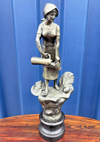 Antique spelter woman - antique, figure