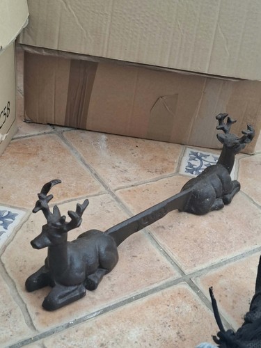Vintage black cast iron stag - black,