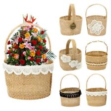 2pcs Retro Flower Girl Basket Linen Basket  Wedding Ceremony Party Decoration