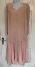 Vintage Continental Couture ~ Peach /Pink Flapper Style Beaded Sequin Dress (14)
