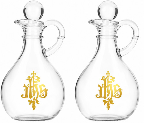 Catholic ihs glass cruet - cruet, set