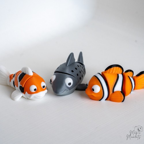Articulated fish set - fish, 3d