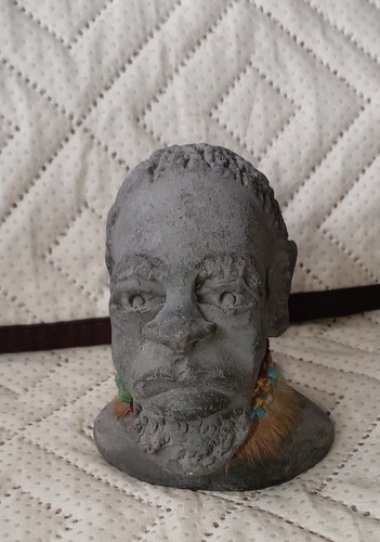 Vintage african clay head - african,