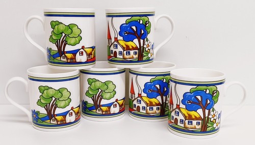 Village art deco mugs - village,