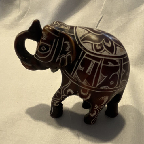 Wood elephant ornament - wood,